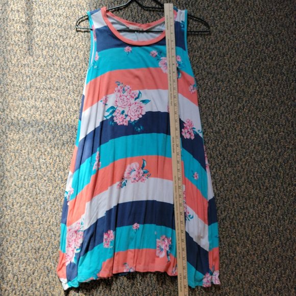 Viamor Striped Floral Dress Size Large - Picture 9 of 10